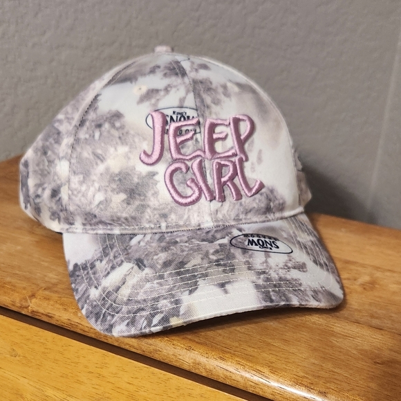 Jeep Accessories - Jeep Girl Snow Shadow Camo Hat with Adjustable Strap and Pink Lettering